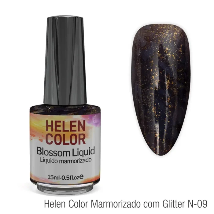 Líquido marmorizado Helen Color 15ml - Com Glitter - N-09 - Imagem 1