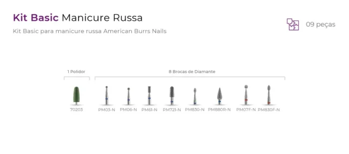 Kit Basic para Técnica de Manicure Russa American Burrs Nails - Imagem 8