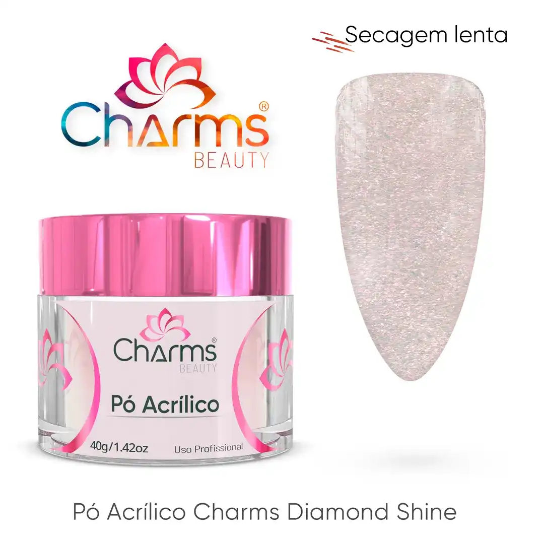 dimond-shine-lenta.webp Pó Acrílico Charms Beauty - Diamond Shine - 40g (secagem lenta) - Imagem 1