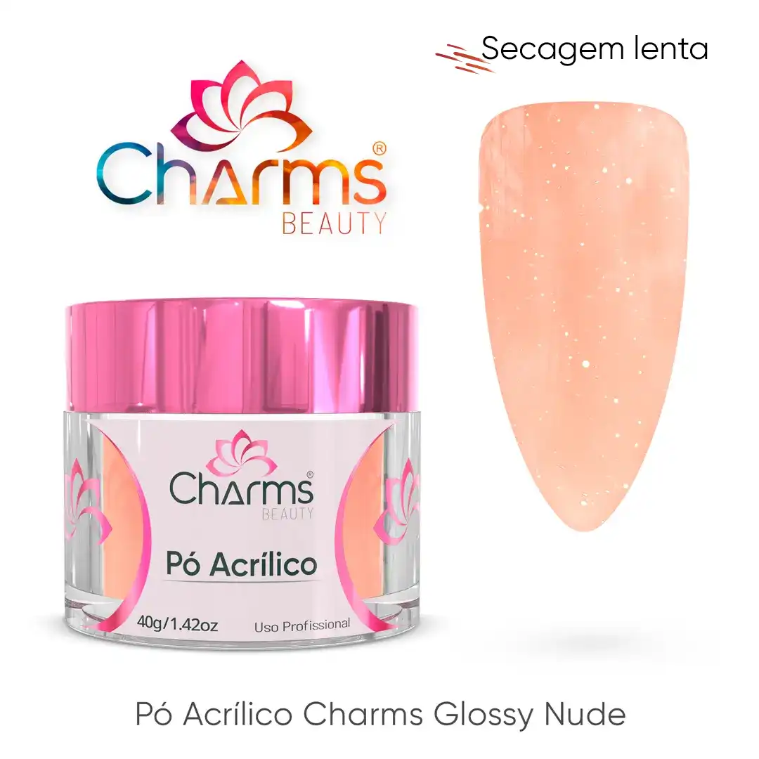 glossy-nude-1.webp Pó Acrílico Charms Beauty - Glossy Nude - 40g (secagem lenta) - Imagem 1