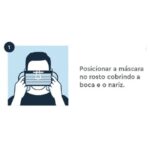 Máscara tripla descartável com proteção bacteriana com clipe nasal (50 unidades) - Imagem 2